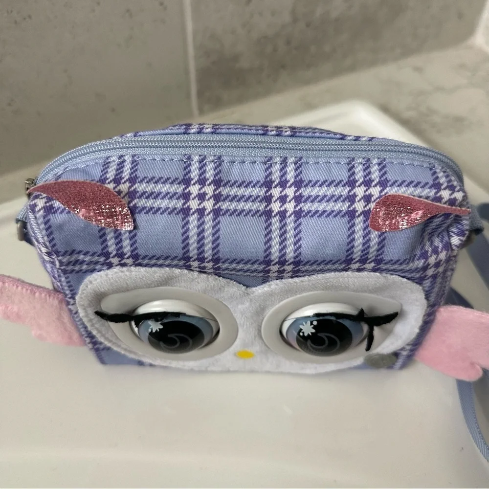 Purse Pets Plaid Owl Kids Bag - Purple and Pink